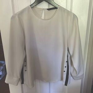 Zara Women’s White Blouse with Black Button Detail